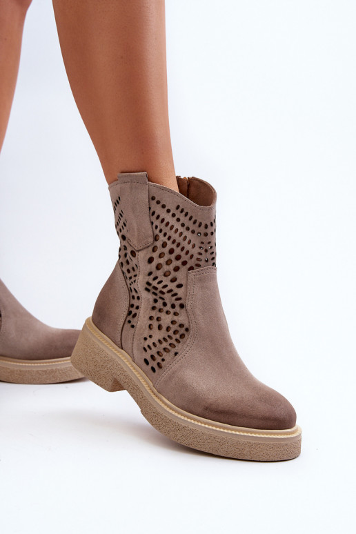 Zazoo 3470 INildlederschuhe Feminin mit breiten Absätzen mit durchbrochenen Elementen Cappuccino-Farbe Zazoo 3470 INildlederschuhe Feminin mit breiten Absätzen mit durchbrochenen Elementen Cappuccino-Farbe