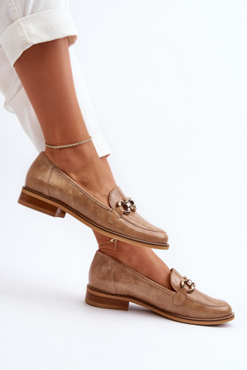 Haut Feminin Lackierte Mokassins Laura Messi 2760 braune Farbe 2