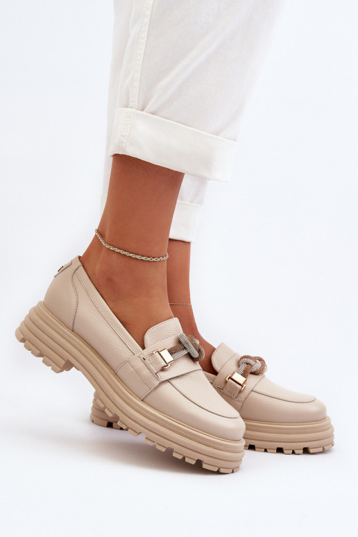 Haut Mokassins für Damen mit Ornamenten Laura Messi 2780 Beige Haut Mokassins für Damen mit Ornamenten Laura Messi 2780 Beige