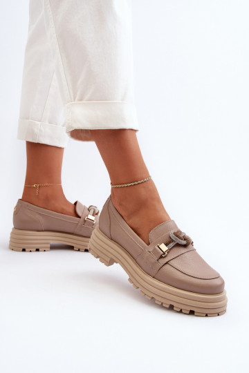 Leder Damenmokassins mit Ornamenten Laura Messi 2780 sandfarben 2