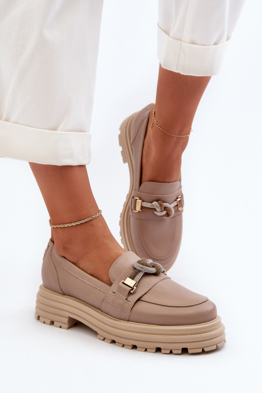 Haut Mokassins für Damen mit Ornamenten Laura Messi 2780 Beige Haut Mokassins für Damen mit Ornamenten Laura Messi 2780 Beige