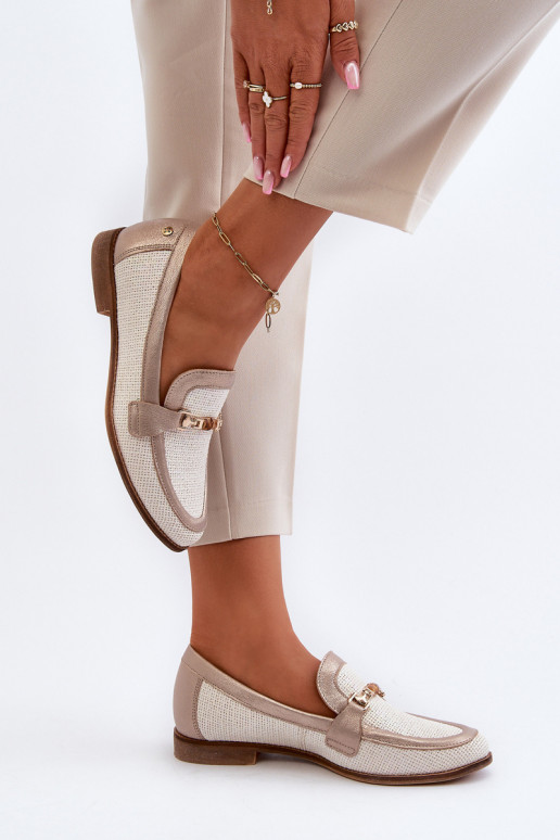 Haut Mokassins mit Ornamenten goldene Farbe Es mussciejka 06442-25 goldene Farbe