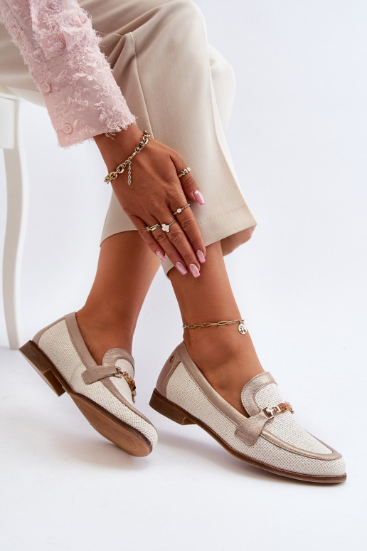 Haut Mokassins mit Ornamenten goldene Farbe Es mussciejka 06442-25 goldene Farbe