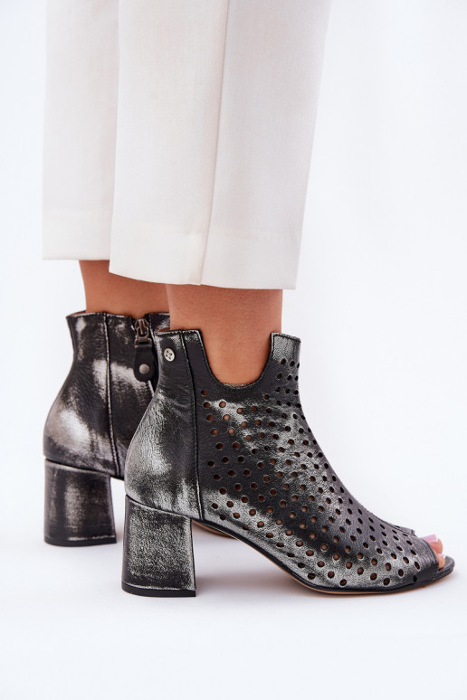 Haut Durchbrochene Stiefel Es mussciejka 05420-01 schZuarze Farbe