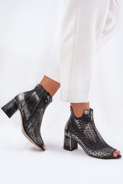 Haut Durchbrochene Stiefel Es mussciejka 05420-01 schZuarze Farbe