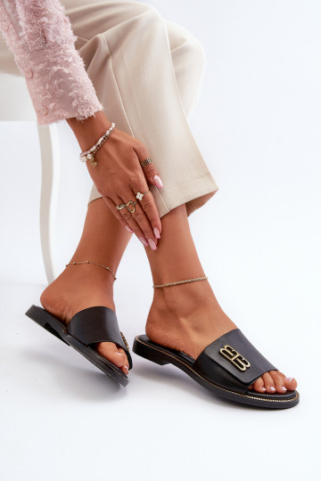 Zazoo 40384 elegante Leder Damenpantoletten schwarz 2
