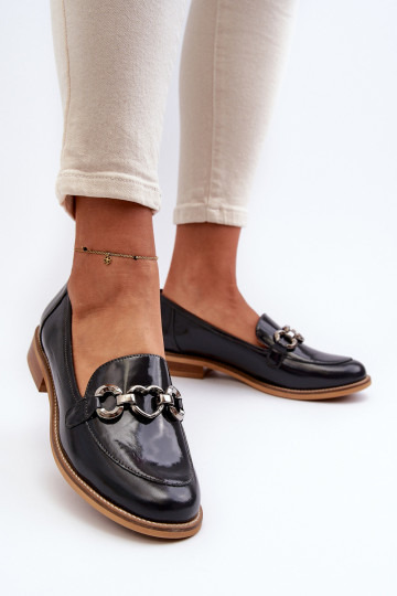 Haut Feminin Lackierte Mokassins Laura Messi 2760 Dunkelblau