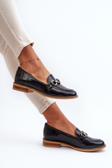 Haut Feminin Lackierte Mokassins Laura Messi 2760 Dunkelblau 2