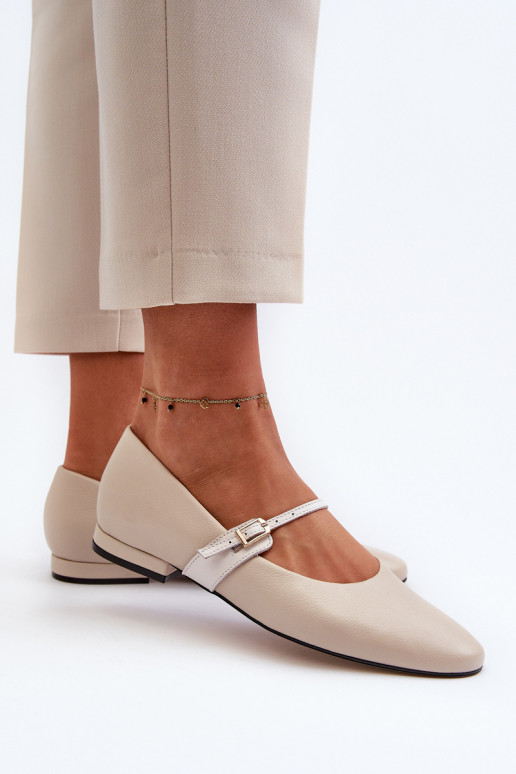 Ballerinas Feminin mit breiten Absätzen Laura Messi 2774 Beige