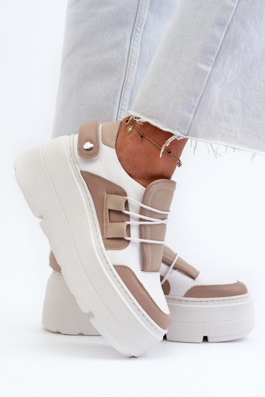 Zazoo 1833 Sneakers Stilvollllschuhe Feminin Haut mit modischer Es mussssivsohle Beige-Zueiße Farbe Zazoo 1833 Sneakers Stilvollllschuhe Feminin Haut mit modischer Es mussssivsohle Beige-Zueiße Farbe