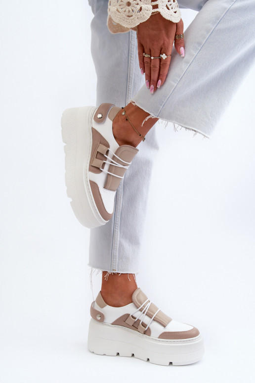 Zazoo 1833 Sneakers Stilvollllschuhe Feminin Haut mit modischer Es mussssivsohle Beige-Zueiße Farbe Zazoo 1833 Sneakers Stilvollllschuhe Feminin Haut mit modischer Es mussssivsohle Beige-Zueiße Farbe