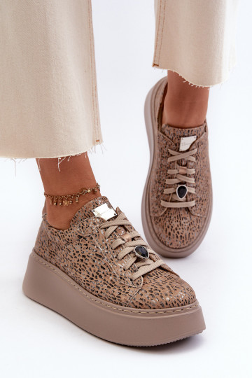 Haut Turnschuhe mit einer Plattform Es mussciejka 06191-10 Beige