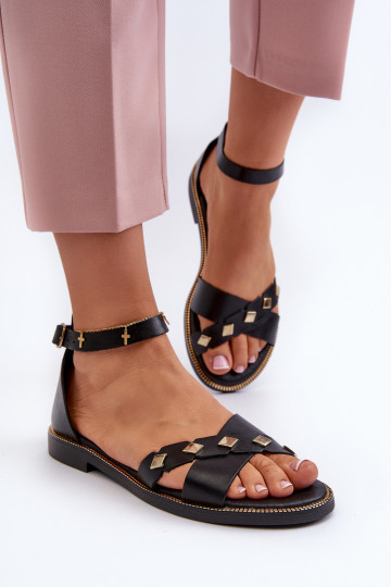 Zazoo 40378 flache Damen Sandalen schwarz