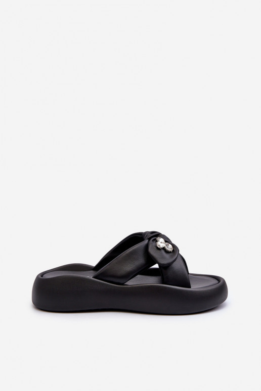 Lederhausschuhe Feminin mit einer Plattform schZuarze Farbe GOE NN2N4110