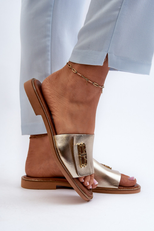 Zazoo 40384 Eleganter Stil Lederhausschuhe Feminin goldene Farbe