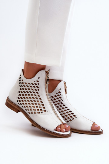Zazoo 977/L Leder-Sandalen mit Lochmuster in Weiß 2