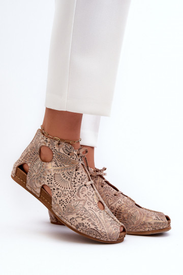 Gemusterte Leder-Stiefeletten Tai turiciejka 03426-02 in Sandbeige 2