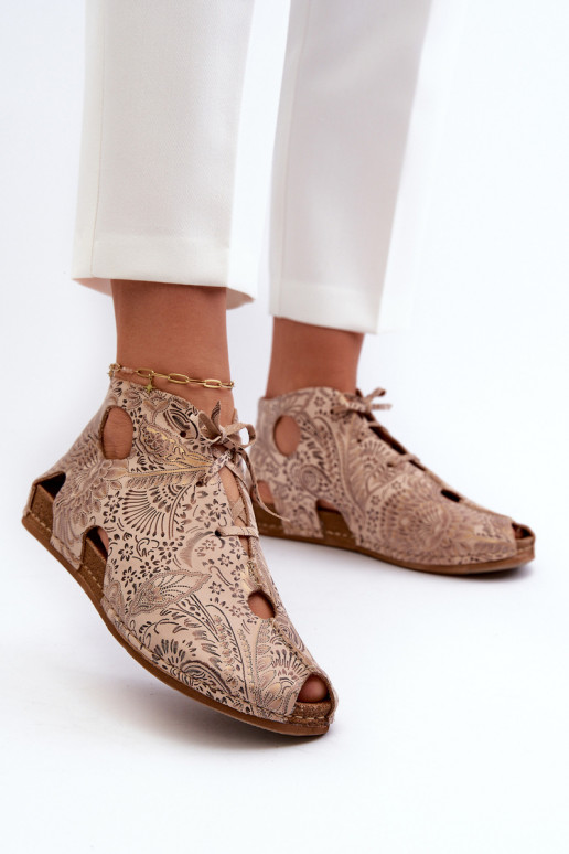 Gemustert Haut Stiefel Es mussciejka 03426-02 Beige