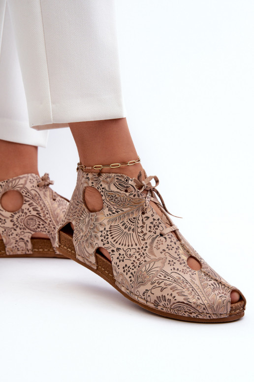 Gemustert Haut Stiefel Es mussciejka 03426-02 Beige