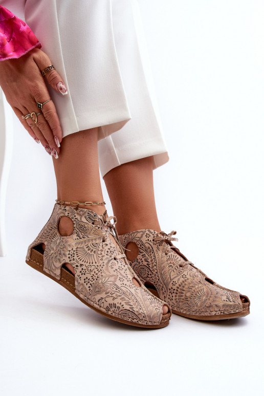 Gemustert Haut Stiefel Es mussciejka 03426-02 Beige