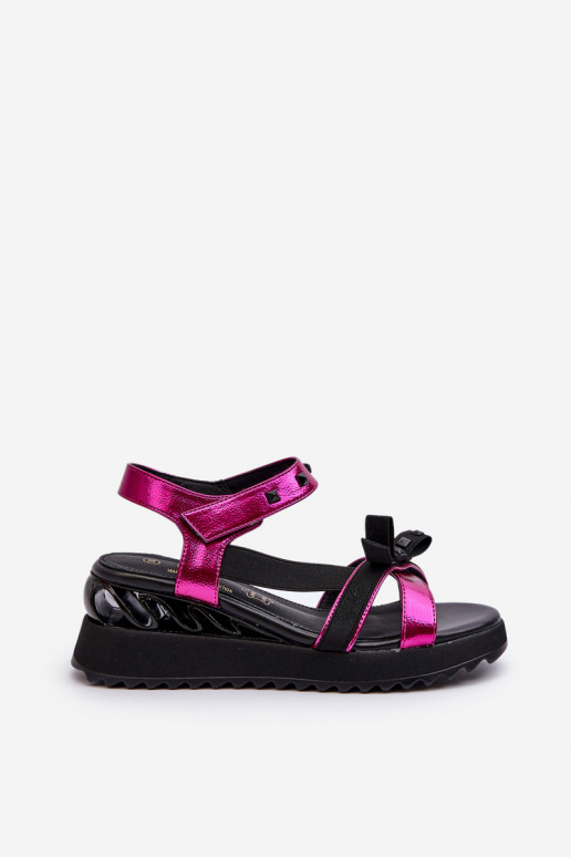 Damensandalen mit Bändern D&A CR956 pinke Farbe