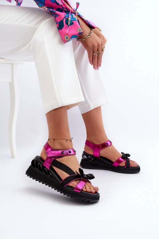 Damensandalen mit Bändern D&A CR956 pinke Farbe