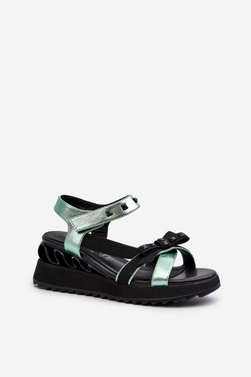 Damensandalen mit Bändern D&A CR956 grüne Farbe Damensandalen mit Bändern D&A CR956 grüne Farbe