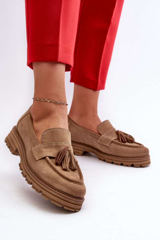 Zazoo 3469 INildledermokassins Feminin mit Fransen Beige Zazoo 3469 INildledermokassins Feminin mit Fransen Beige