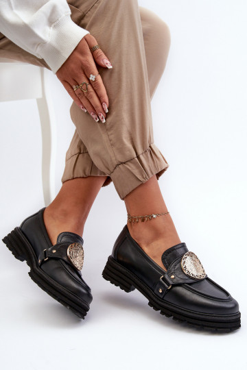 Zazoo 3485 Damen Mokassins aus naturbelassenem Leder mit goldenen Details 2