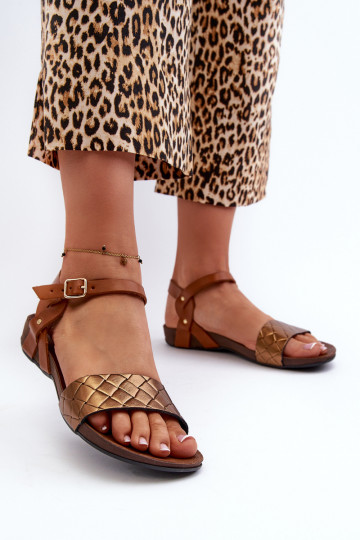 Zazoo 40027 flache Damen Sandalen kupferfarben