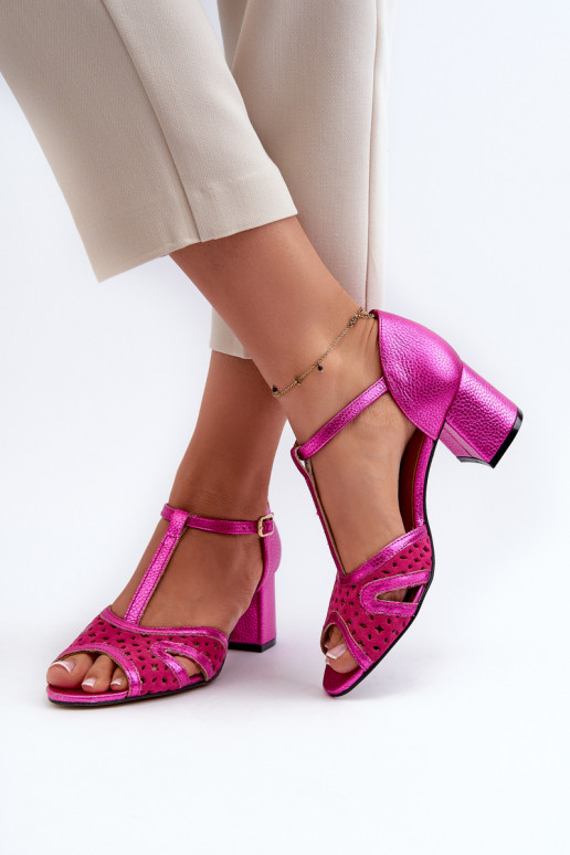 Sandalen Haut Feminin mit Absätzen Es mussciejka 06551-15 pinke Farbe