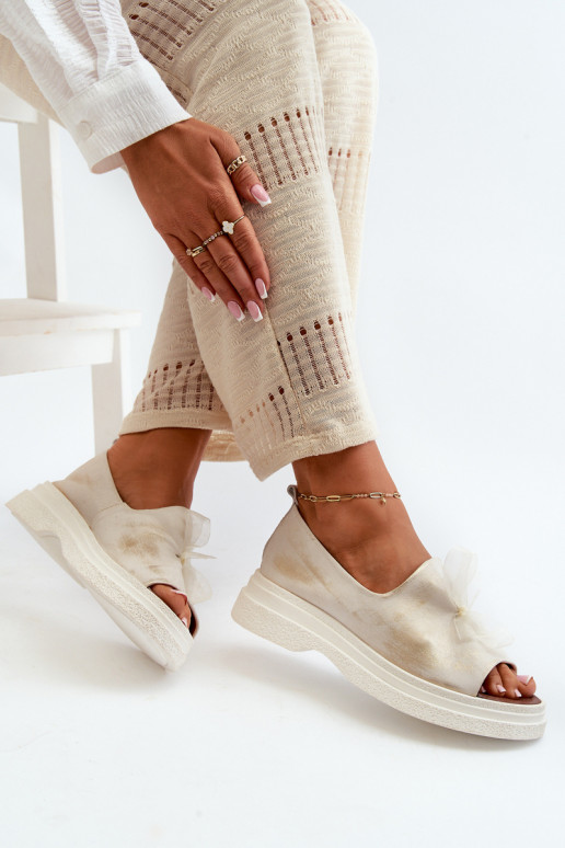 Zazoo 2939 Damensandalen Feminin mit Bändern goldene Farbe Przecierany Zazoo 2939 Damensandalen Feminin mit Bändern goldene Farbe Przecierany