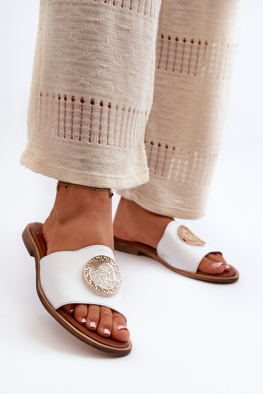 Zazoo 2938 Lederhausschuhe mit breiten Absätzen mit Ornamenten Zueiße Farbe