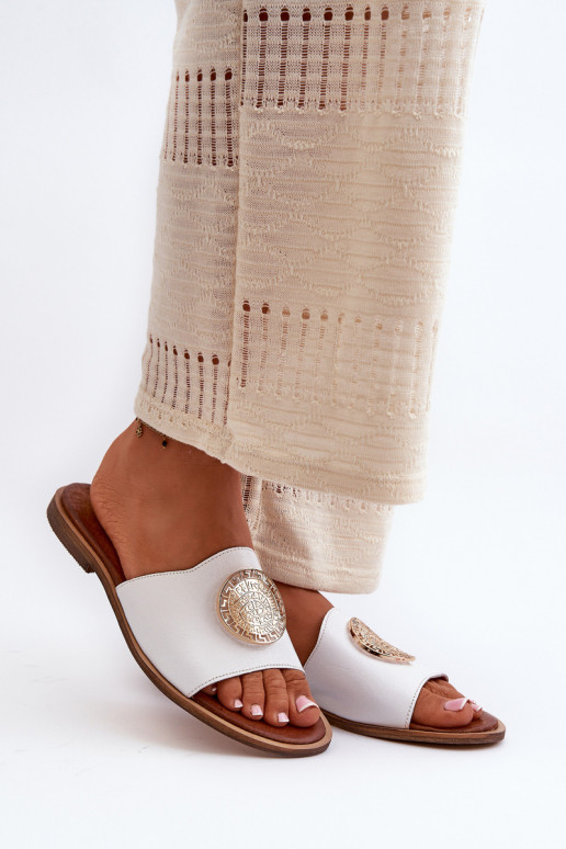 Zazoo 2938 Lederhausschuhe mit breiten Absätzen mit Ornamenten Zueiße Farbe