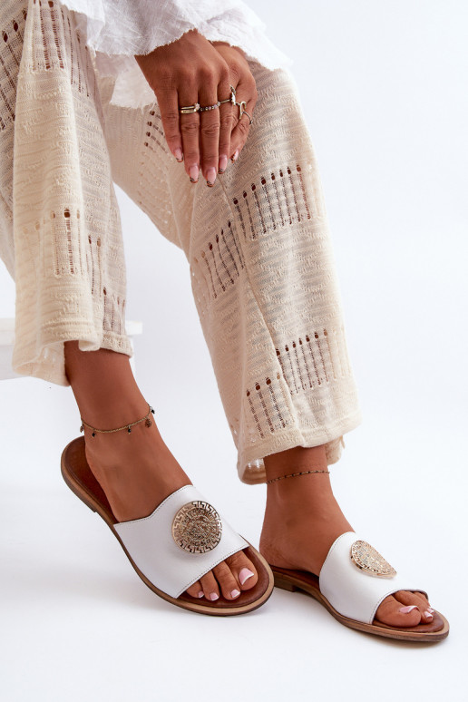 Zazoo 2938 Lederhausschuhe mit breiten Absätzen mit Ornamenten Zueiße Farbe