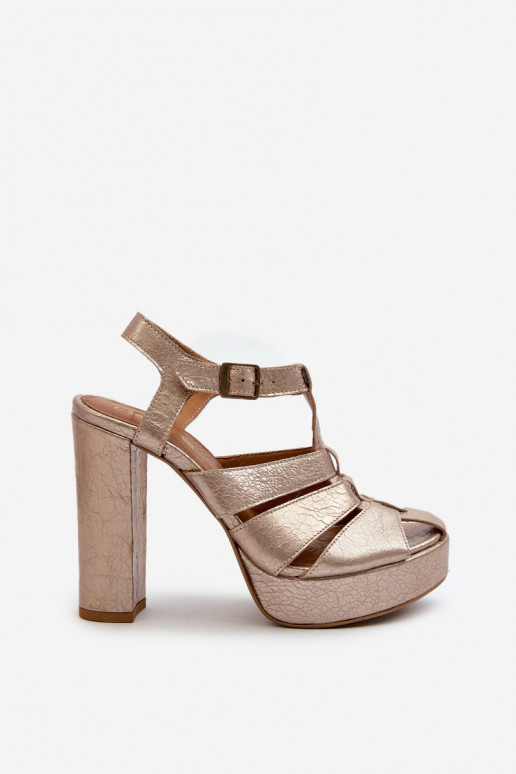 Damen-Sandalen mit hohen Absätzen Haut Es mussciejka 06050-25 goldene Farbe Damen-Sandalen mit hohen Absätzen Haut Es mussciejka 06050-25 goldene Farbe