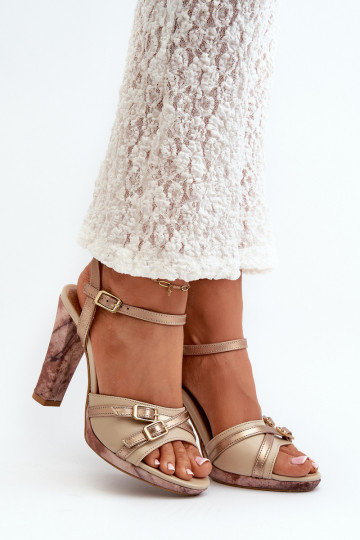 Leder Damen High Heels Sandalen Tai turiciejka 06564-22 in sand-gold 2