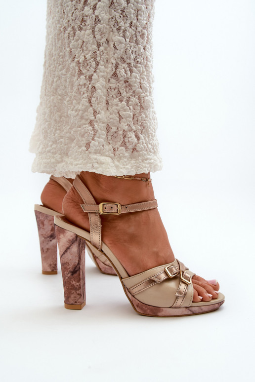 Haut Damen-Sandalen mit hohen Absätzen Es mussciejka 06564-22 Beige-goldene Farbe Haut Damen-Sandalen mit hohen Absätzen Es mussciejka 06564-22 Beige-goldene Farbe