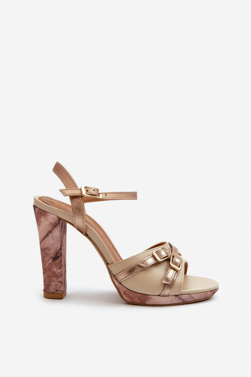 Haut Damen-Sandalen mit hohen Absätzen Es mussciejka 06564-22 Beige-goldene Farbe Haut Damen-Sandalen mit hohen Absätzen Es mussciejka 06564-22 Beige-goldene Farbe