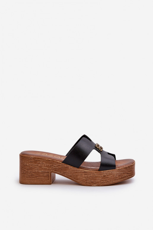 Zazoo 40412 Haut Eleganter Stil Damenhausschuhe mit goldenen Details schZuarze Farbe