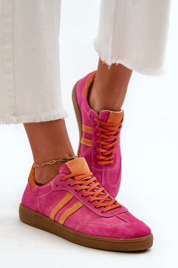 Zazoo N1068 Wildleder flache Sportschuhe Damen in rosa