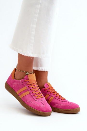 Zazoo N1068 Wildleder flache Sportschuhe Damen in rosa 2