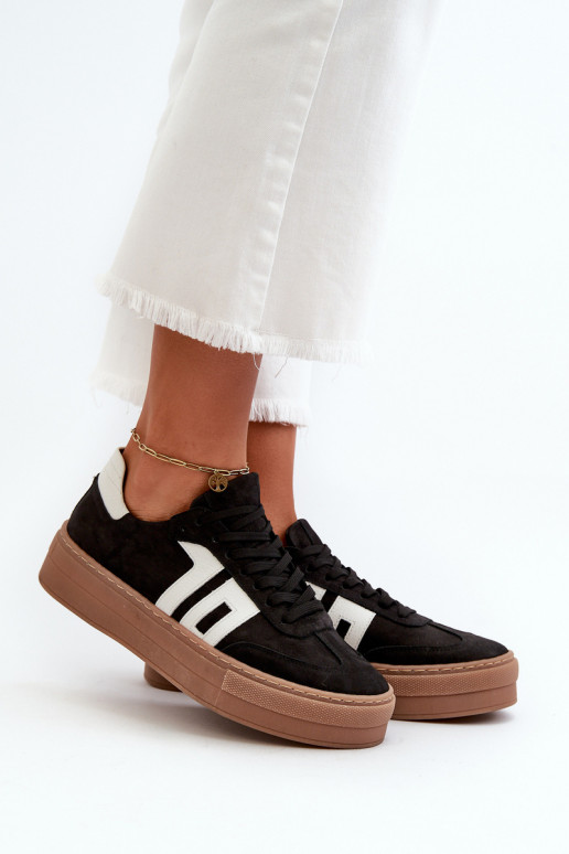 Zazoo N1095S2 Sneakers Stilvollllschuhe Haut Feminin mit einer Plattform schZuarze Farbe Zazoo N1095S2 Sneakers Stilvollllschuhe Haut Feminin mit einer Plattform schZuarze Farbe