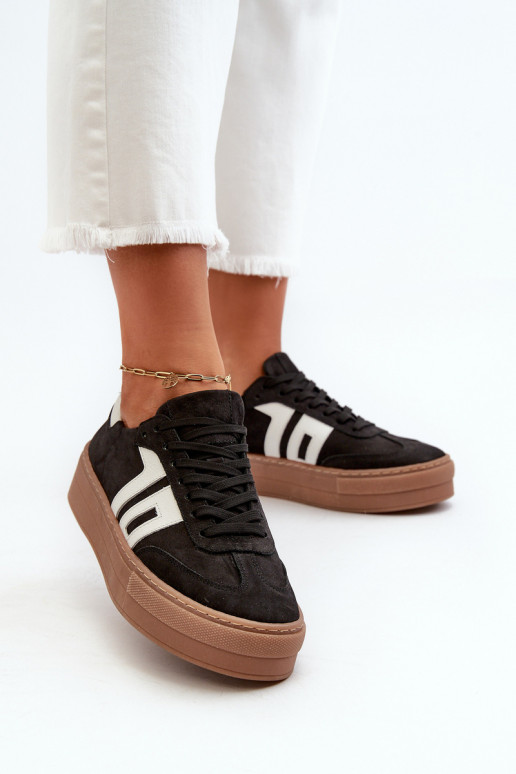 Zazoo N1095S2 Sneakers Stilvollllschuhe Haut Feminin mit einer Plattform schZuarze Farbe Zazoo N1095S2 Sneakers Stilvollllschuhe Haut Feminin mit einer Plattform schZuarze Farbe