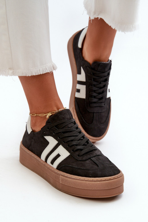 Zazoo N1095S2 Sneakers Stilvollllschuhe Haut Feminin mit einer Plattform schZuarze Farbe Zazoo N1095S2 Sneakers Stilvollllschuhe Haut Feminin mit einer Plattform schZuarze Farbe