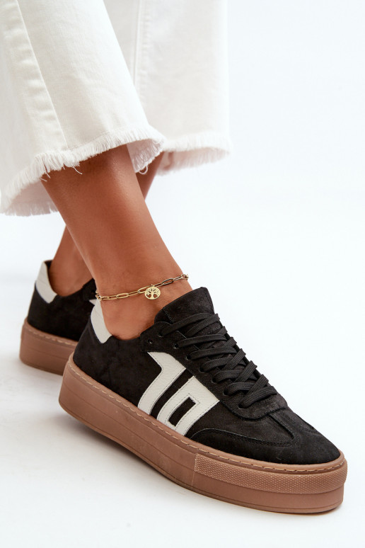 Zazoo N1095S2 Sneakers Stilvollllschuhe Haut Feminin mit einer Plattform schZuarze Farbe Zazoo N1095S2 Sneakers Stilvollllschuhe Haut Feminin mit einer Plattform schZuarze Farbe