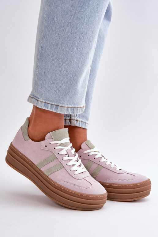 Zazoo N1068S4 Stilvollllschuhe aus INildleder-Sneakers mit einer Plattform Violette Farbe Zazoo N1068S4 Stilvollllschuhe aus INildleder-Sneakers mit einer Plattform Violette Farbe