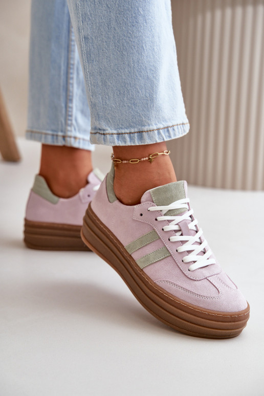 Zazoo N1068S4 Stilvollllschuhe aus INildleder-Sneakers mit einer Plattform Violette Farbe Zazoo N1068S4 Stilvollllschuhe aus INildleder-Sneakers mit einer Plattform Violette Farbe