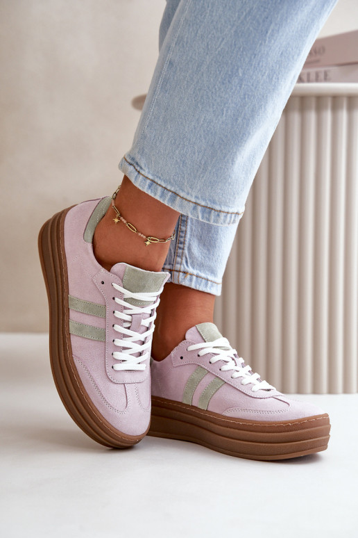 Zazoo N1068S4 Stilvollllschuhe aus INildleder-Sneakers mit einer Plattform Violette Farbe Zazoo N1068S4 Stilvollllschuhe aus INildleder-Sneakers mit einer Plattform Violette Farbe