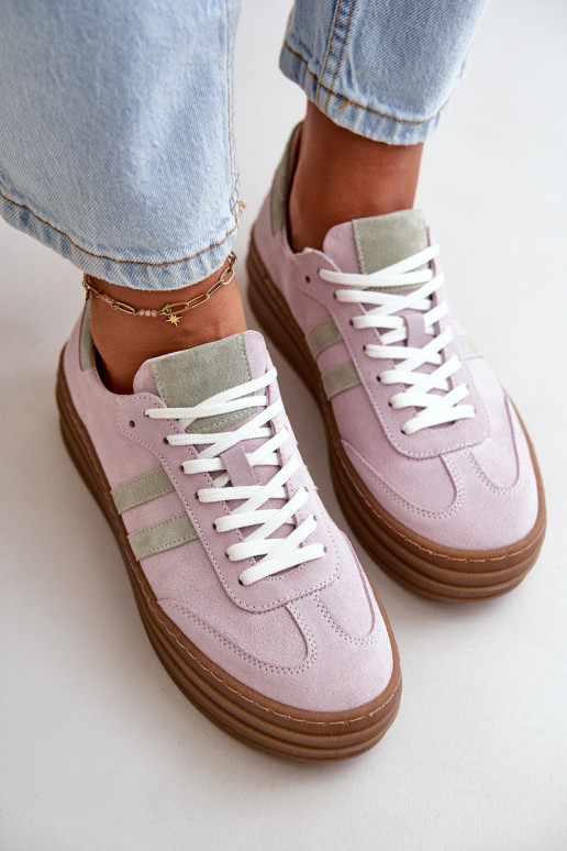 Zazoo N1068S4 Stilvollllschuhe aus INildleder-Sneakers mit einer Plattform Violette Farbe Zazoo N1068S4 Stilvollllschuhe aus INildleder-Sneakers mit einer Plattform Violette Farbe